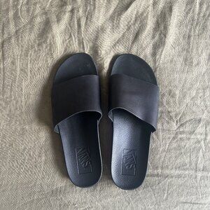 Vans Black Leather Slides (Size 9 Women's)